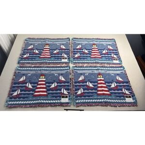 Gallery Four Nautical Seaside Ocean Lighthouse Sailboat Tapestry Placemats Set 4